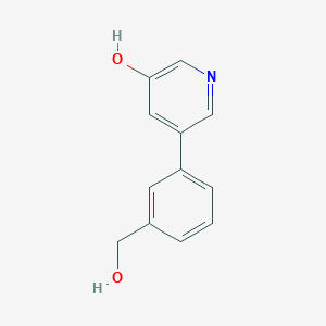 molecular formula C12H11NO2 B6366015 3-Hydroxy-5-(3-hydroxymethylphenyl)pyridine, 95% CAS No. 1261901-40-9