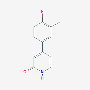 molecular formula C12H10FNO B6366165 4-(4-Fluoro-3-methylphenyl)-2-hydroxypyridine, 95% CAS No. 1261907-34-9