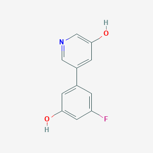 molecular formula C11H8FNO2 B6366225 5-(3-Fluoro-5-hydroxyphenyl)-3-hydroxypyridine, 95% CAS No. 1261971-55-4