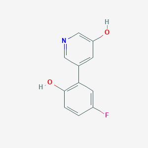 molecular formula C11H8FNO2 B6366284 5-(5-Fluoro-2-hydroxyphenyl)-3-hydroxypyridine, 95% CAS No. 1261993-62-7