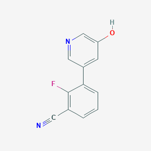 molecular formula C12H7FN2O B6366610 5-(3-Cyano-2-fluorophenyl)-3-hydroxypyridine, 95% CAS No. 1261909-54-9