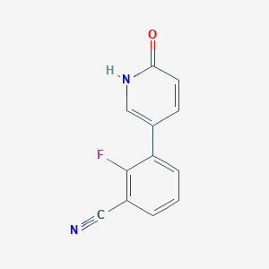 molecular formula C12H7FN2O B6366636 5-(3-Cyano-2-fluorophenyl)-2-hydroxypyridine, 95% CAS No. 1261908-16-0