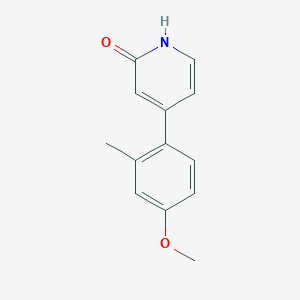 molecular formula C13H13NO2 B6366739 2-Hydroxy-4-(4-methoxy-2-methylphenyl)pyridine, 95% CAS No. 1173157-68-0
