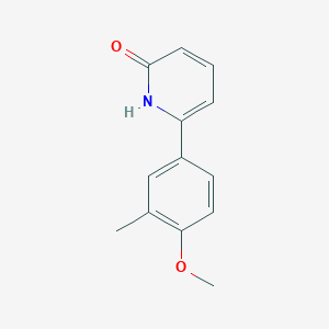 molecular formula C13H13NO2 B6366778 2-Hydroxy-6-(4-methoxy-3-methylphenyl)pyridine, 95% CAS No. 1111111-02-4