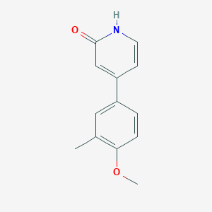 molecular formula C13H13NO2 B6366789 2-Hydroxy-4-(4-methoxy-3-methylphenyl)pyridine, 95% CAS No. 1261972-55-7
