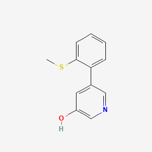 molecular formula C12H11NOS B6366828 3-Hydroxy-5-(2-methylthiophenyl)pyridine, 95% CAS No. 1261998-83-7