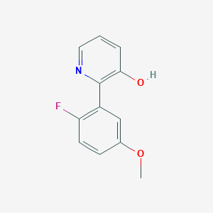 molecular formula C12H10FNO2 B6367000 2-(2-Fluoro-5-methoxyphenyl)-3-hydroxypyridine, 95% CAS No. 1261993-90-1
