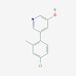 molecular formula C12H10ClNO B6367215 5-(4-Chloro-2-methylphenyl)-3-hydroxypyridine, 95% CAS No. 1261981-72-9