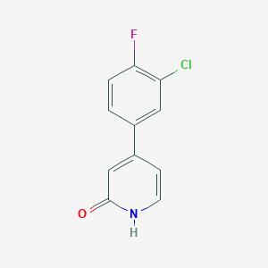 molecular formula C11H7ClFNO B6367361 4-(3-Chloro-4-fluorophenyl)-2-hydroxypyridine, 95% CAS No. 1261920-28-8