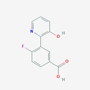 molecular formula C12H8FNO3 B6367726 2-(5-Carboxy-2-fluorophenyl)-3-hydroxypyridine, 95% CAS No. 1261939-03-0