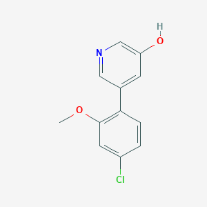 molecular formula C12H10ClNO2 B6367855 5-(4-Chloro-2-methoxyphenyl)-3-hydroxypyridine, 95% CAS No. 1261956-88-0