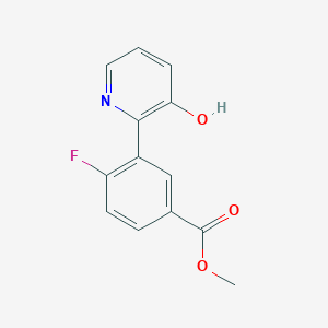 molecular formula C13H10FNO3 B6368176 2-(2-Fluoro-5-methoxycarbonylphenyl)-3-hydroxypyridine, 95% CAS No. 1261981-95-6