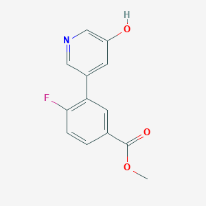 molecular formula C13H10FNO3 B6368227 5-(2-Fluoro-5-methoxycarbonylphenyl)-3-hydroxypyridine, 95% CAS No. 1261895-91-3