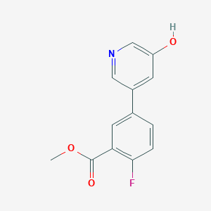 molecular formula C13H10FNO3 B6368281 5-(4-Fluoro-3-methoxycarbonylphenyl)-3-hydroxypyridine, 95% CAS No. 1261958-30-8