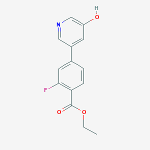 molecular formula C14H12FNO3 B6368602 5-[4-(Ethoxycarbonyl)-3-fluorophenyl]-3-hydroxypyridine, 95% CAS No. 1261982-37-9