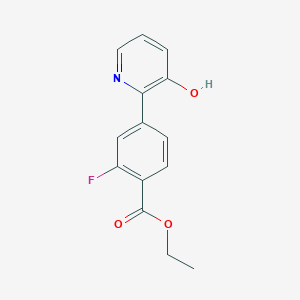molecular formula C14H12FNO3 B6368612 2-[4-(Ethoxycarbonyl)-3-fluorophenyl]-3-hydroxypyridine, 95% CAS No. 1261916-61-3