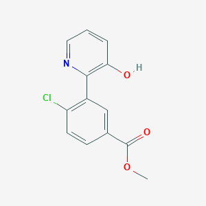 molecular formula C13H10ClNO3 B6368626 2-(2-Chloro-5-methoxycarbonylphenyl)-3-hydroxypyridine, 95% CAS No. 1261982-44-8