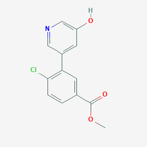 molecular formula C13H10ClNO3 B6368647 5-(2-Chloro-5-methoxycarbonylphenyl)-3-hydroxypyridine, 95% CAS No. 1261975-32-9