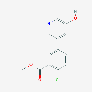 molecular formula C13H10ClNO3 B6368677 5-(4-Chloro-3-methoxycarbonylphenyl)-3-hydroxypyridine, 95% CAS No. 1261996-87-5