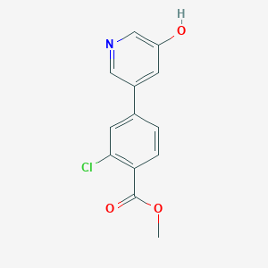 molecular formula C13H10ClNO3 B6368685 5-(3-Chloro-4-methoxycarbonylphenyl)-3-hydroxypyridine, 95% CAS No. 1261889-30-8