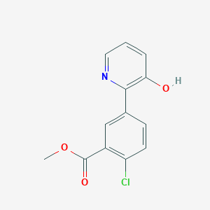 molecular formula C13H10ClNO3 B6368697 2-(4-Chloro-3-methoxycarbonylphenyl)-3-hydroxypyridine, 95% CAS No. 1261945-68-9