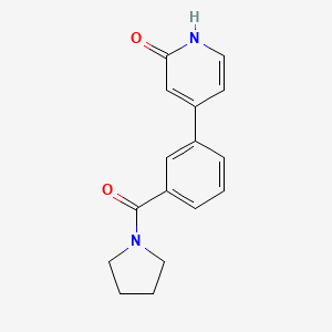 molecular formula C16H16N2O2 B6368749 2-Hydroxy-4-(3-pyrrolidinylcarbonylphenyl)pyridine, 95% CAS No. 1261914-16-2