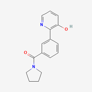 molecular formula C16H16N2O2 B6368776 3-Hydroxy-2-(3-pyrrolidinylcarbonylphenyl)pyridine, 95% CAS No. 1261914-10-6
