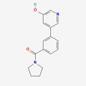 molecular formula C16H16N2O2 B6368789 3-Hydroxy-5-(3-pyrrolidinylcarbonylphenyl)pyridine, 95% CAS No. 1261940-30-0