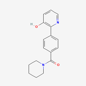 molecular formula C17H18N2O2 B6368959 3-Hydroxy-2-[4-(piperidine-1-carbonyl)phenyl]pyridine, 95% CAS No. 1261940-53-7