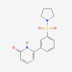 molecular formula C15H16N2O3S B6369029 2-Hydroxy-6-[3-(pyrrolidinylsulfonyl)phenyl]pyridine, 95% CAS No. 1261974-45-1