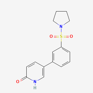 molecular formula C15H16N2O3S B6369036 2-Hydroxy-5-[3-(pyrrolidinylsulfonyl)phenyl]pyridine, 95% CAS No. 1261982-66-4