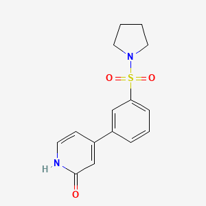 molecular formula C15H16N2O3S B6369043 2-Hydroxy-4-[3-(pyrrolidinylsulfonyl)phenyl]pyridine, 95% CAS No. 1261910-51-3