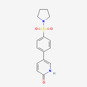 molecular formula C15H16N2O3S B6369059 2-Hydroxy-5-[4-(pyrrolidinylsulfonyl)phenyl]pyridine, 95% CAS No. 1262000-74-7
