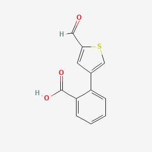 molecular formula C12H8O3S B6369293 2-(2-Formylthiophen-4-yl)benzoic acid, 95% CAS No. 1261957-39-4