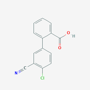 molecular formula C14H8ClNO2 B6369455 2-(4-Chloro-3-cyanophenyl)benzoic acid, 95% CAS No. 1261997-64-1