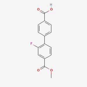 molecular formula C15H11FO4 B6369579 4-(2-Fluoro-4-methoxycarbonylphenyl)benzoic acid, 95% CAS No. 1261974-70-2