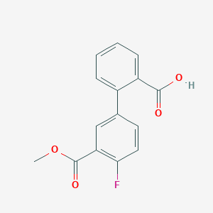 molecular formula C15H11FO4 B6369620 2-(4-Fluoro-3-methoxycarbonylphenyl)benzoic acid, 95% CAS No. 1262001-37-5