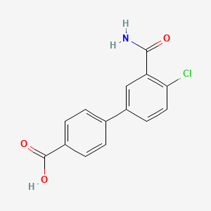 molecular formula C14H10ClNO3 B6369631 4-(3-Carbamoyl-4-chlorophenyl)benzoic acid, 95% CAS No. 1261995-22-5