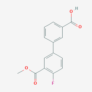 molecular formula C15H11FO4 B6369657 3-(4-Fluoro-3-methoxycarbonylphenyl)benzoic acid, 95% CAS No. 1262001-53-5