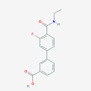 molecular formula C16H14FNO3 B6369708 3-[4-(Ethylcarbamoyl)-3-fluorophenyl]benzoic acid, 95% CAS No. 1261983-37-2