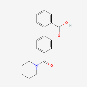 molecular formula C19H19NO3 B6369837 2-[4-(Piperidine-1-carbonyl)phenyl]benzoic acid, 95% CAS No. 1261889-57-9