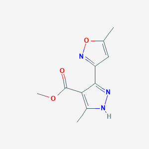 molecular formula C10H11N3O3 B063708 Methyl 3-methyl-5-(5-methylisoxazol-3-yl)-1H-pyrazole-4-carboxylate CAS No. 175277-16-4