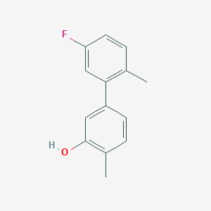 molecular formula C14H13FO B6371171 5-(5-Fluoro-2-methylphenyl)-2-methylphenol, 95% CAS No. 1261975-88-5