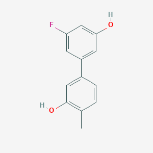 molecular formula C13H11FO2 B6371199 5-(3-Fluoro-5-hydroxyphenyl)-2-methylphenol, 95% CAS No. 1261985-66-3