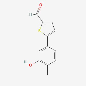 molecular formula C12H10O2S B6371211 5-(5-Formylthiophen-2-yl)-2-methylphenol, 95% CAS No. 1261985-72-1