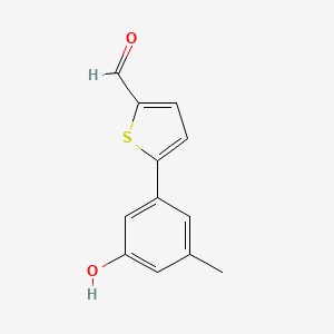 molecular formula C12H10O2S B6371233 5-(5-Formylthiophen-2-yl)-3-methylphenol, 95% CAS No. 1261910-88-6