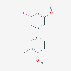 molecular formula C13H11FO2 B6371239 4-(3-Fluoro-5-hydroxyphenyl)-2-methylphenol, 95% CAS No. 1261958-80-8