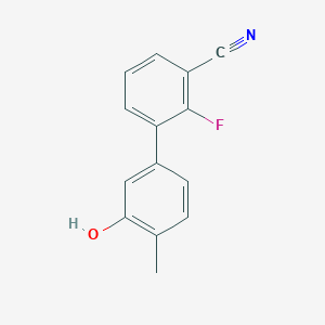 molecular formula C14H10FNO B6371354 5-(3-Cyano-2-fluorophenyl)-2-methylphenol, 95% CAS No. 1261894-59-0