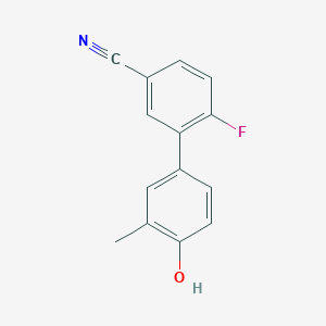 molecular formula C14H10FNO B6371361 4-(5-Cyano-2-fluorophenyl)-2-methylphenol, 95% CAS No. 1261933-91-8