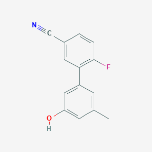 molecular formula C14H10FNO B6371369 5-(5-Cyano-2-fluorophenyl)-3-methylphenol, 95% CAS No. 1261890-01-0